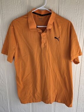 Men's Puma Orange Polo Shirt with Black Logo Size XXL